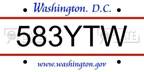 583YTW District Of Columbia License Plate