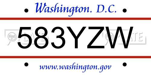 583YZW District Of Columbia License Plate