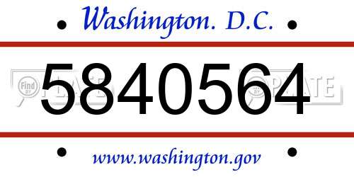 5840564 District Of Columbia License Plate