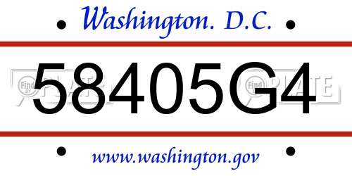 58405G4 District Of Columbia License Plate