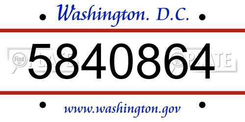 5840864 District Of Columbia License Plate