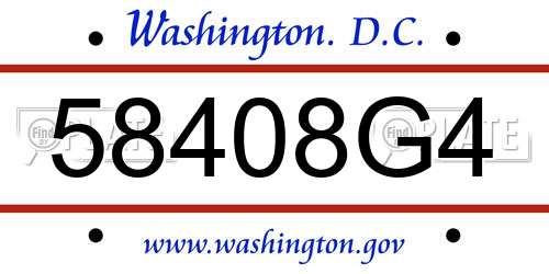 58408G4 District Of Columbia License Plate