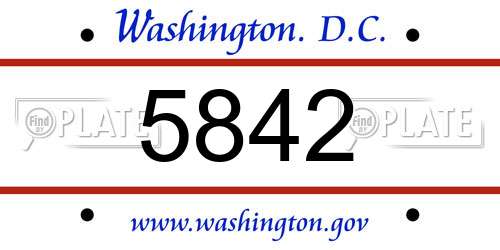 5842 District Of Columbia License Plate