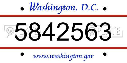 5842563 District Of Columbia License Plate