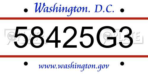 58425G3 District Of Columbia License Plate