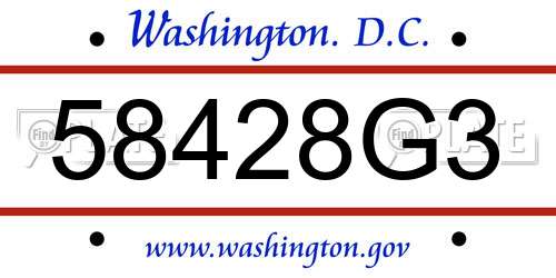 58428G3 District Of Columbia License Plate