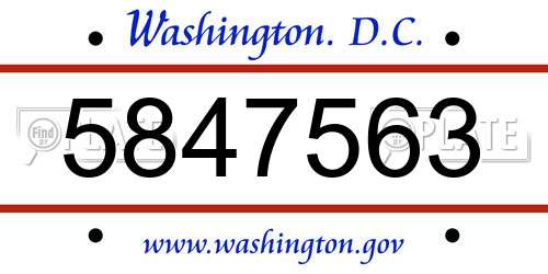 5847563 District Of Columbia License Plate