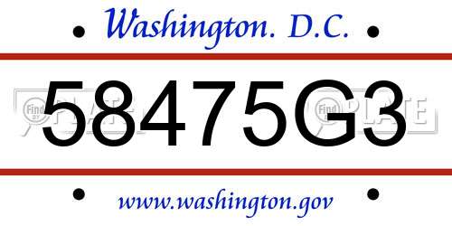 58475G3 District Of Columbia License Plate