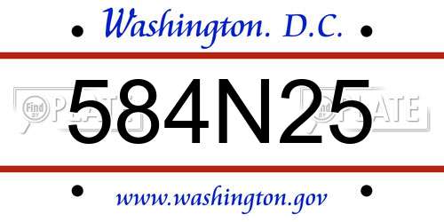 584N25 District Of Columbia License Plate