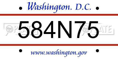 584N75 District Of Columbia License Plate