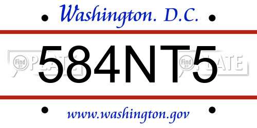 584NT5 District Of Columbia License Plate