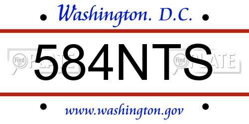 584NTS District Of Columbia License Plate