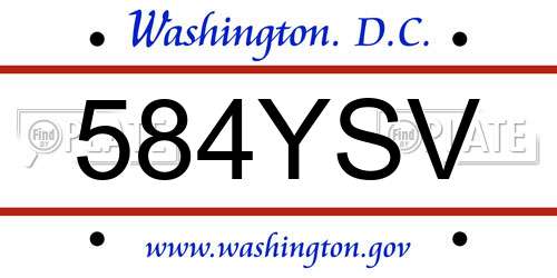 584YSV District Of Columbia License Plate