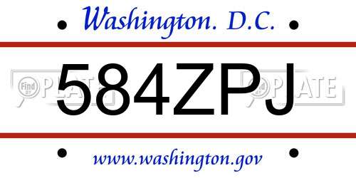 584ZPJ District Of Columbia License Plate