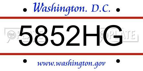 5852HG District Of Columbia License Plate