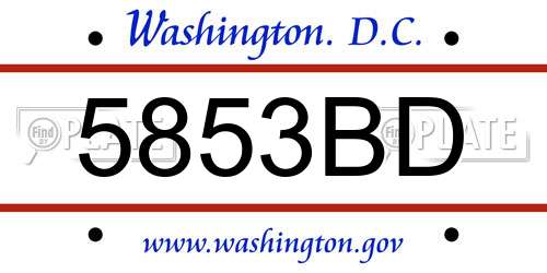 5853BD District Of Columbia License Plate