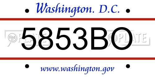 5853BO District Of Columbia License Plate