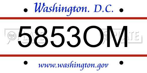 5853OM District Of Columbia License Plate