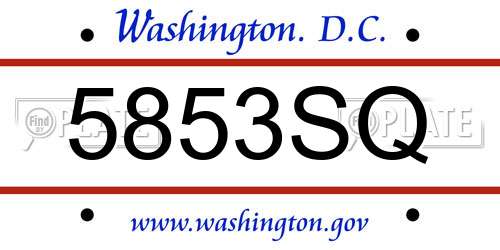 5853SQ District Of Columbia License Plate