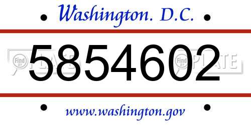 5854602 District Of Columbia License Plate