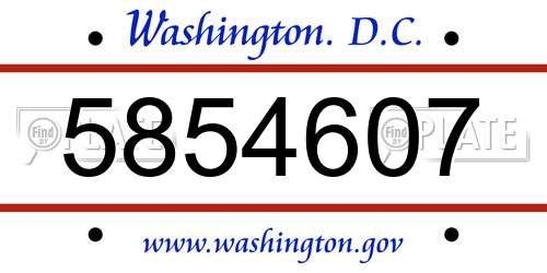 5854607 District Of Columbia License Plate