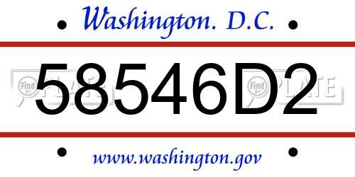 58546D2 District Of Columbia License Plate
