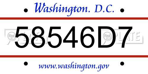 58546D7 District Of Columbia License Plate
