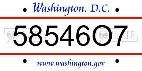 58546O7 District Of Columbia License Plate