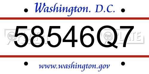 58546Q7 District Of Columbia License Plate