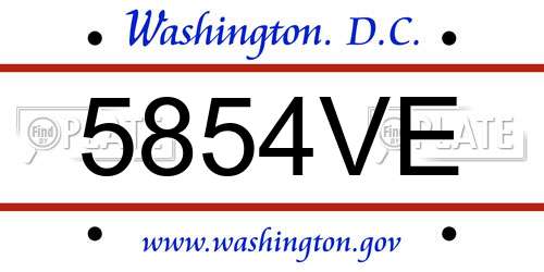 5854VE District Of Columbia License Plate