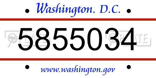 5855034 District Of Columbia License Plate