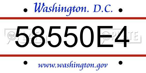 58550E4 District Of Columbia License Plate