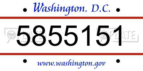 5855151 District Of Columbia License Plate