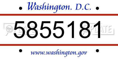 5855181 District Of Columbia License Plate