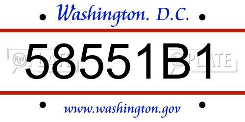 58551B1 District Of Columbia License Plate