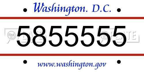 5855555 District Of Columbia License Plate