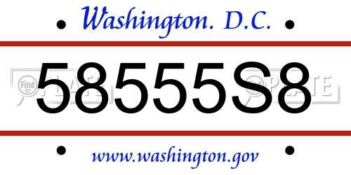 58555S8 District Of Columbia License Plate