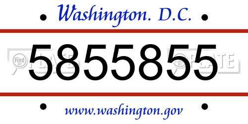 5855855 District Of Columbia License Plate