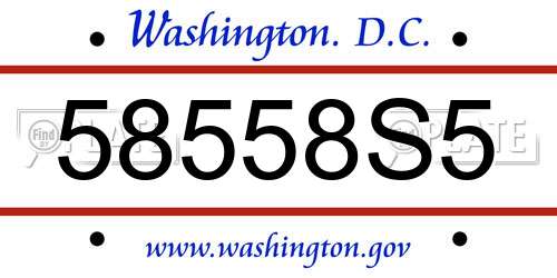 58558S5 District Of Columbia License Plate