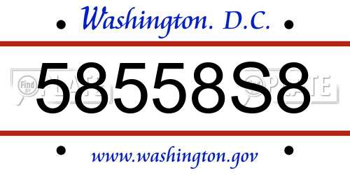 58558S8 District Of Columbia License Plate