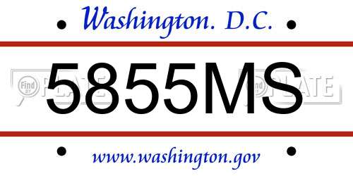 5855MS District Of Columbia License Plate