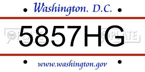 5857HG District Of Columbia License Plate