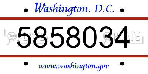 5858034 District Of Columbia License Plate