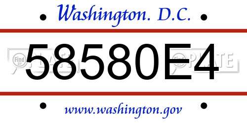 58580E4 District Of Columbia License Plate