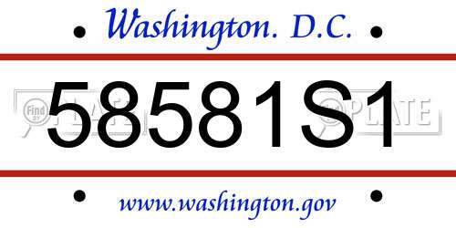 58581S1 District Of Columbia License Plate