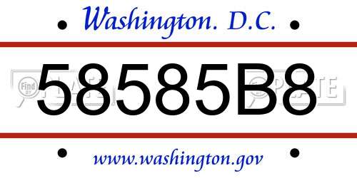 58585B8 District Of Columbia License Plate