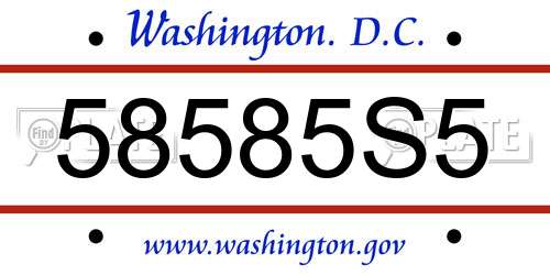 58585S5 District Of Columbia License Plate