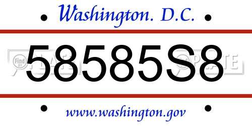 58585S8 District Of Columbia License Plate