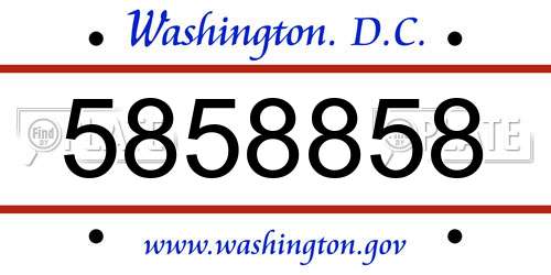 5858858 District Of Columbia License Plate