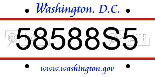 58588S5 District Of Columbia License Plate